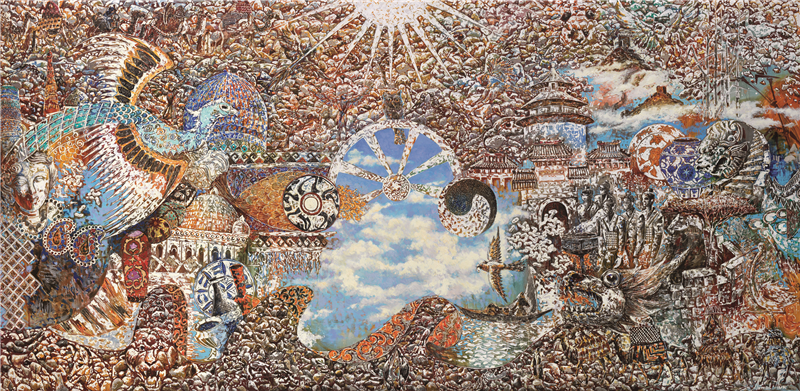 阿克马·努尔（乌兹别克斯坦） 伟大的丝绸之路 油画 220cm×450cm