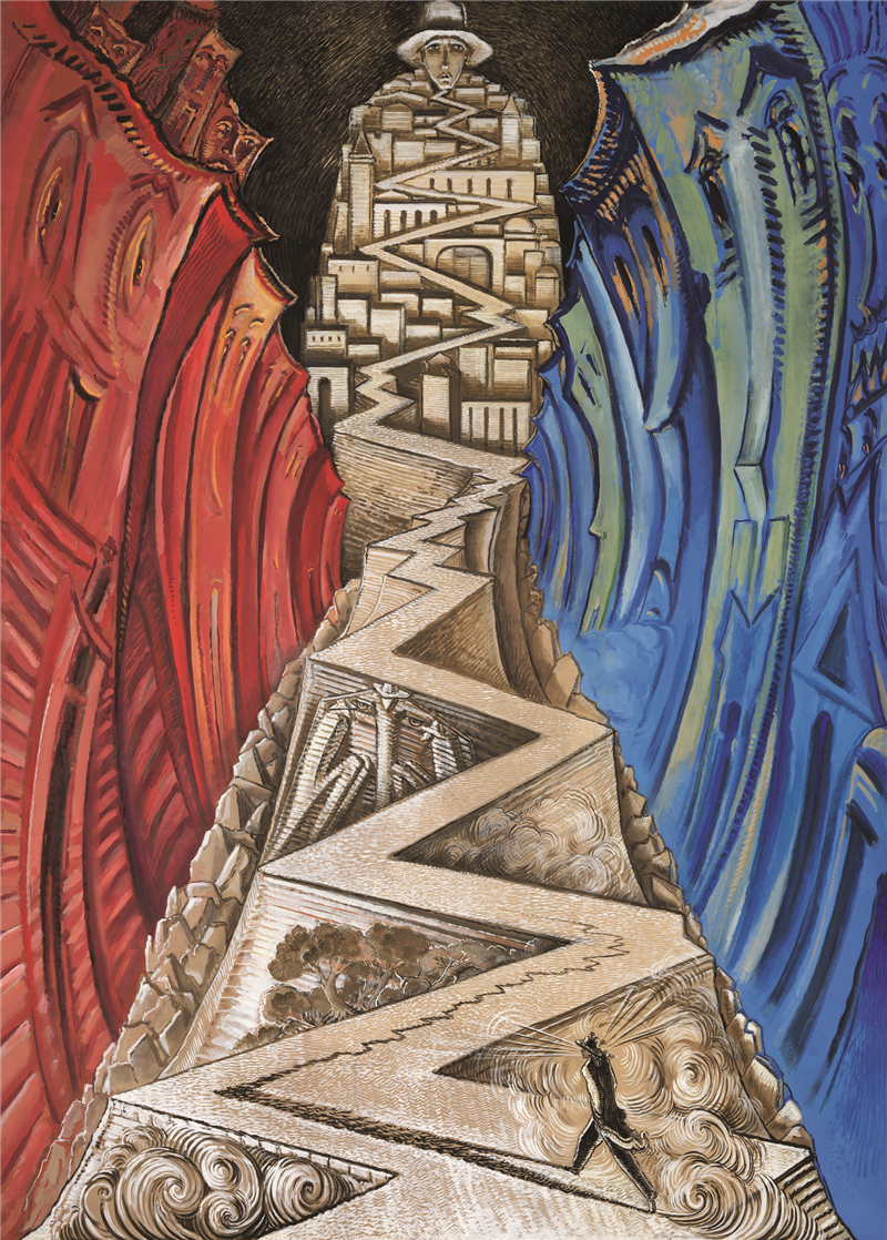 安德烈·格朗齐（意大利） 上坡的旅程——丝绸之路的绘画 油画 381cm×273cm