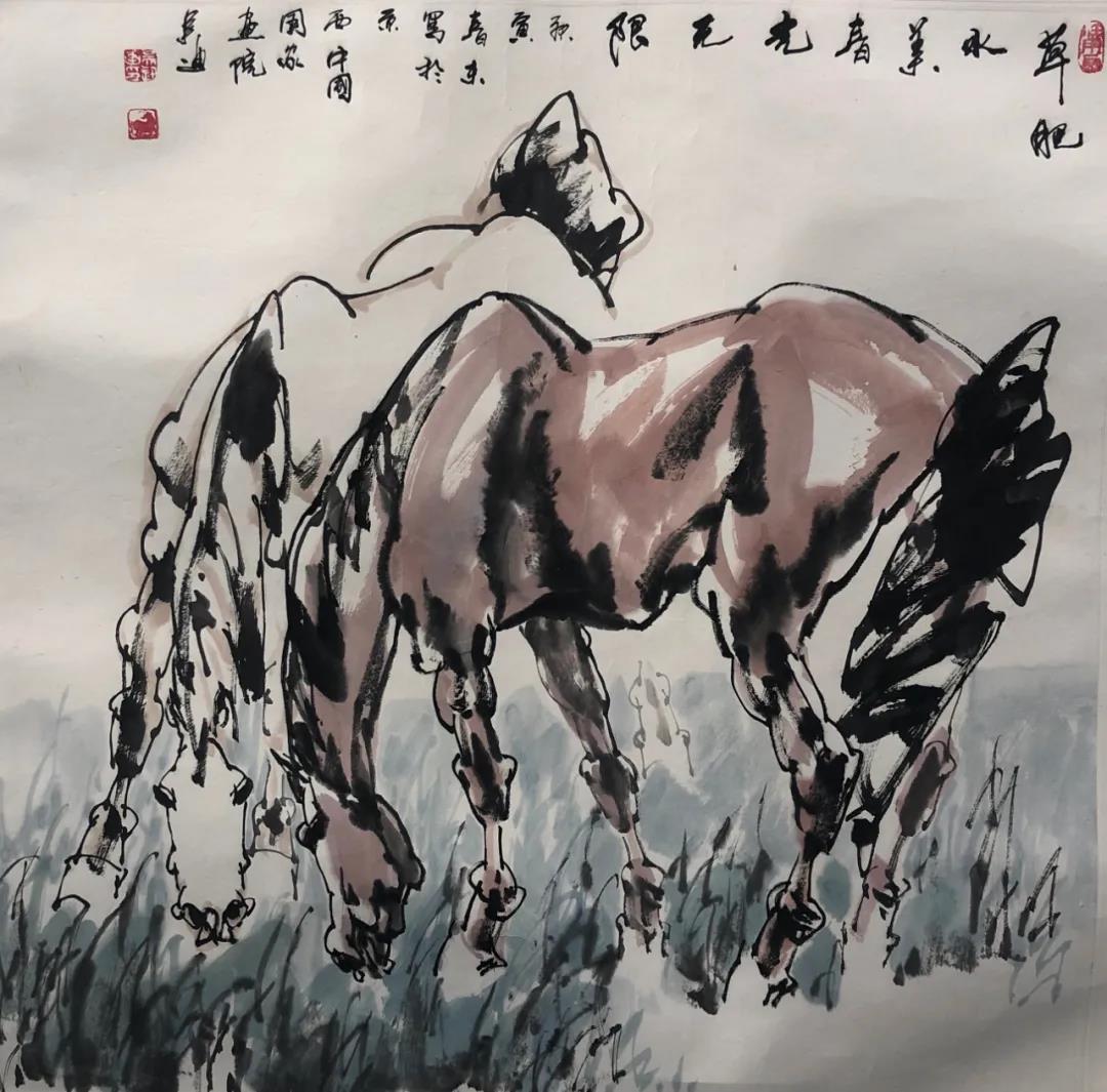吴迅《草肥水美春光无限》68cm×68cm
