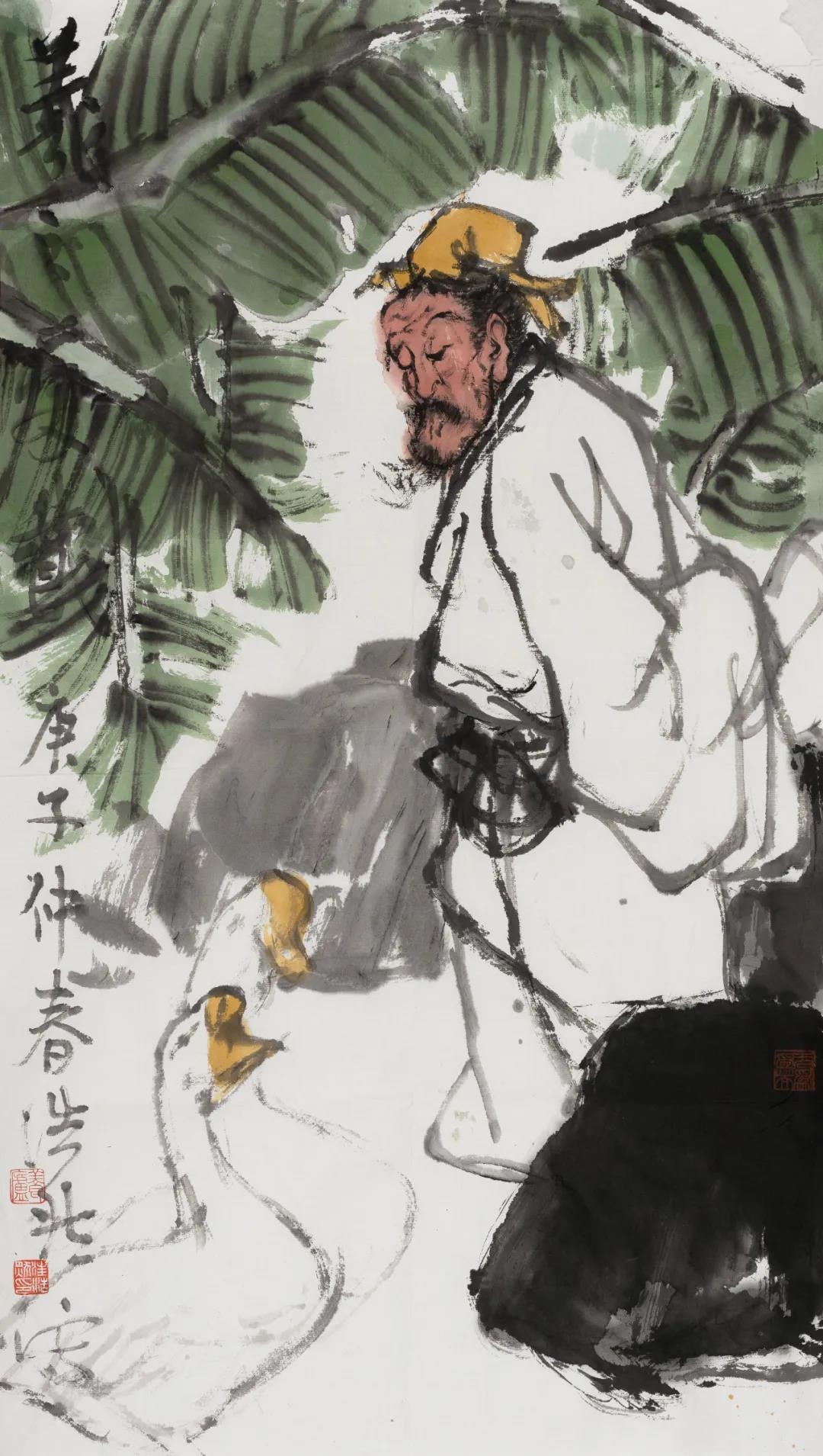 汪浩然《羲之爱鹅》68cm×35cm