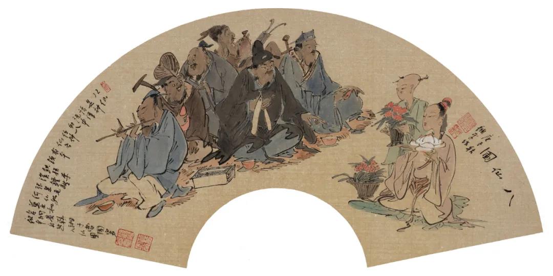 顾平《八仙图》67cm×23cm