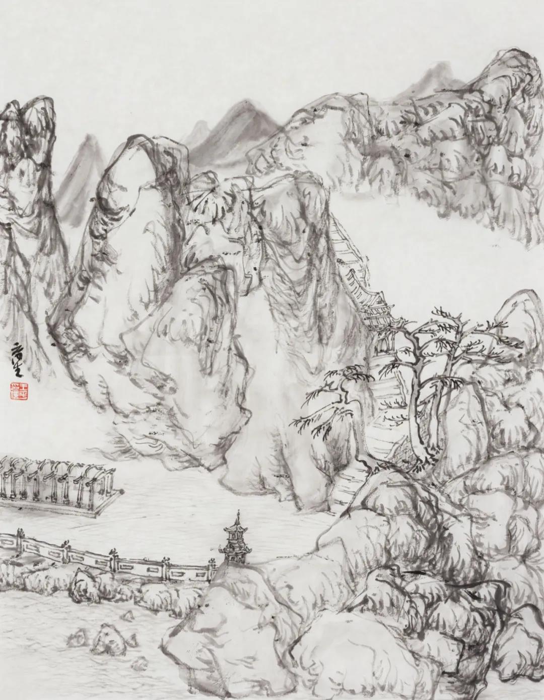 王平《云山古道》44cm×35cm