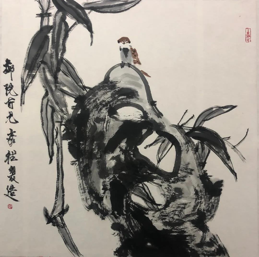 邓嘉德《邻院所见》68cm×68cm