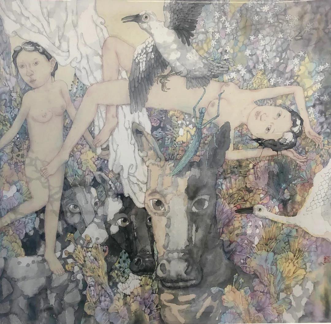 尚可《鸟语》60cm×60cm