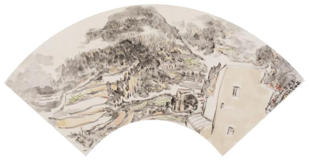 王跃奎《梯田村舍边》21cm×33cm