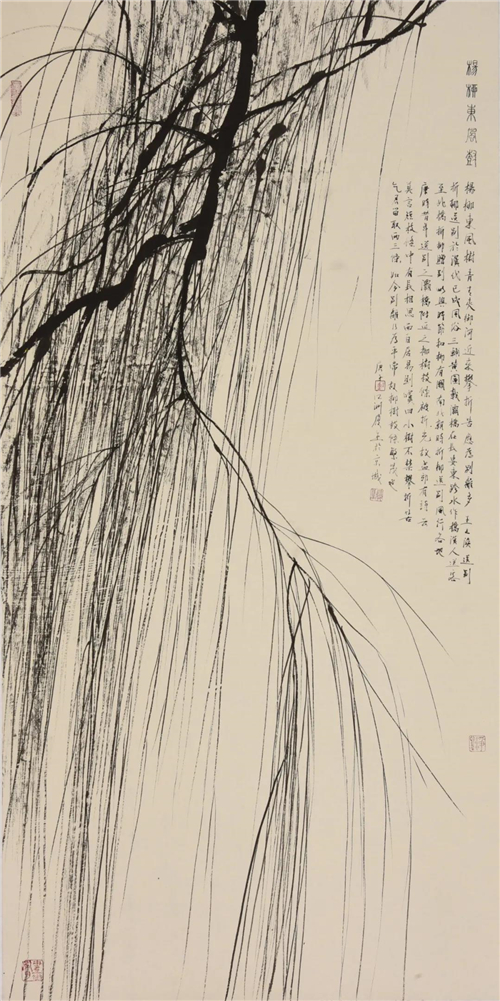 杨柳东风树  138cm×69cm  纸本  水墨  2020年