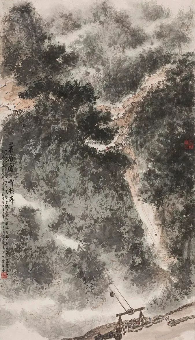SALE豊富な中国　書画　傅紹友　捲り 山水 川＜傅抱石◆t1910508 山水、風月