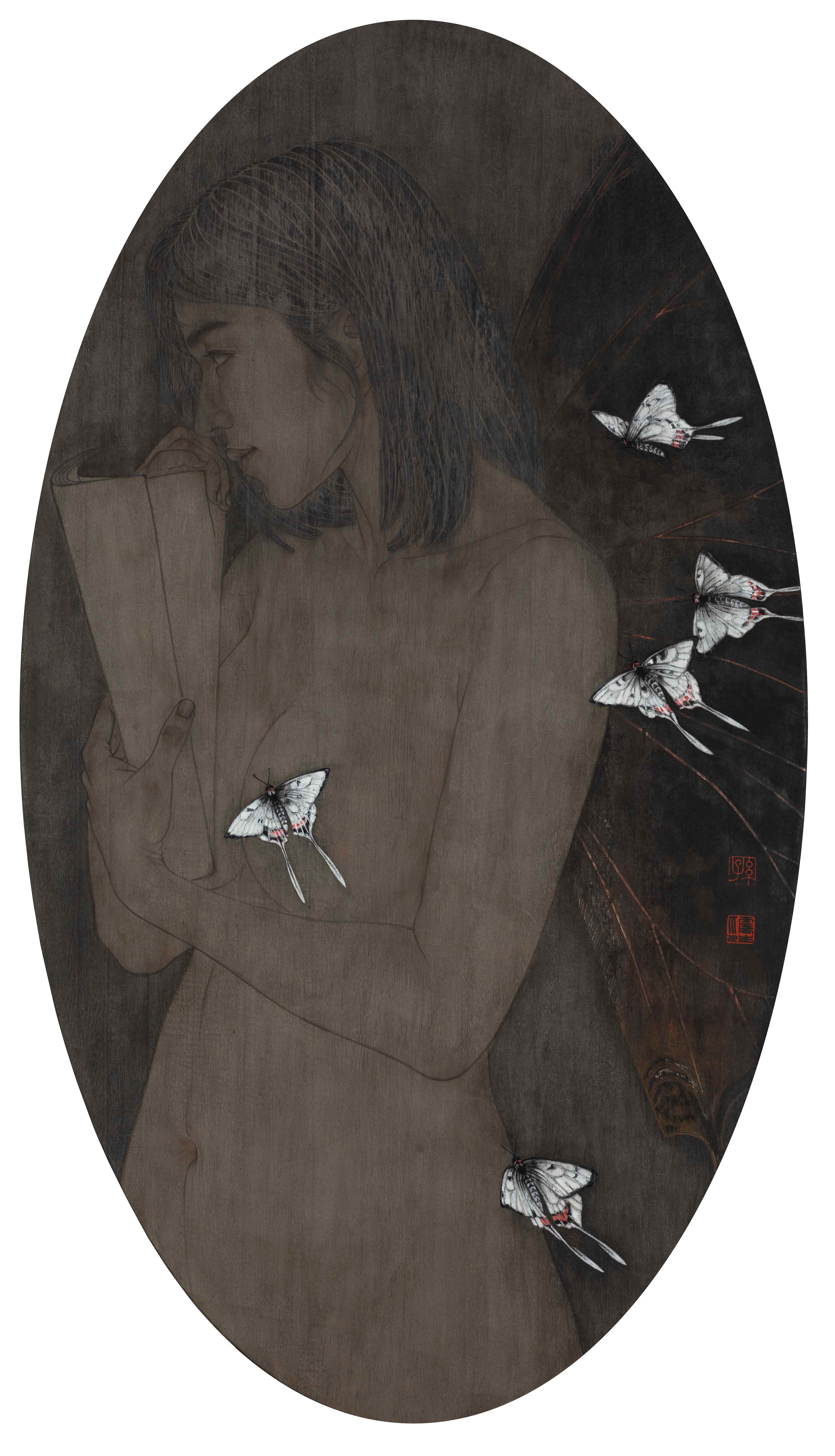 50.孙震生  寻香  纸本设色  80cm×45cm  2021年  50. Sun Zhensheng  In Search of the Fragrance  Ink and Color on Paper  80cm×45cm  2021