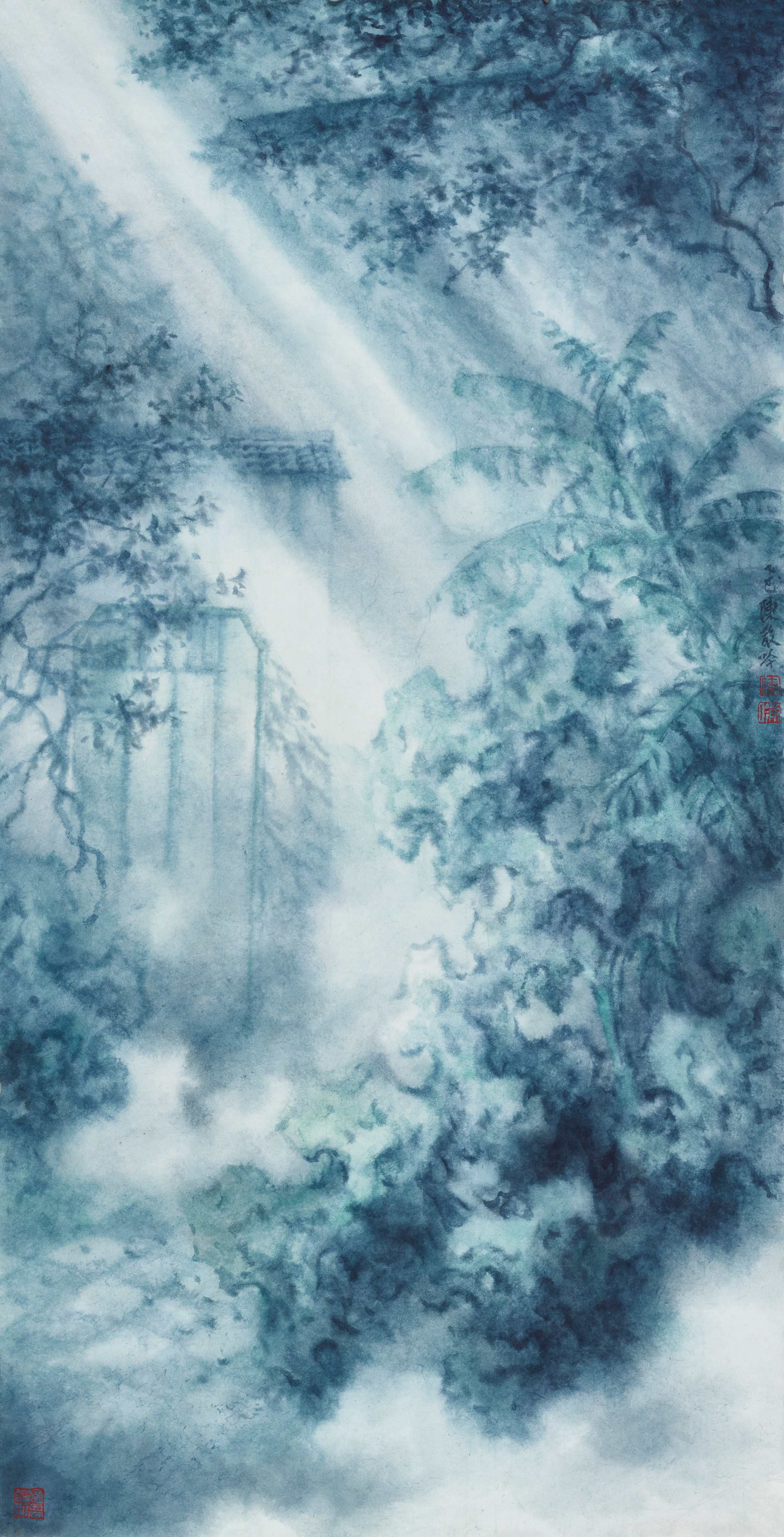55.陈散吟  如影  纸本设色  137cm×70.5cm  2025年  55. Chen Sanyin  Like the Silhouette  Ink and Color on Paper  137cm×70.5cm  2025 