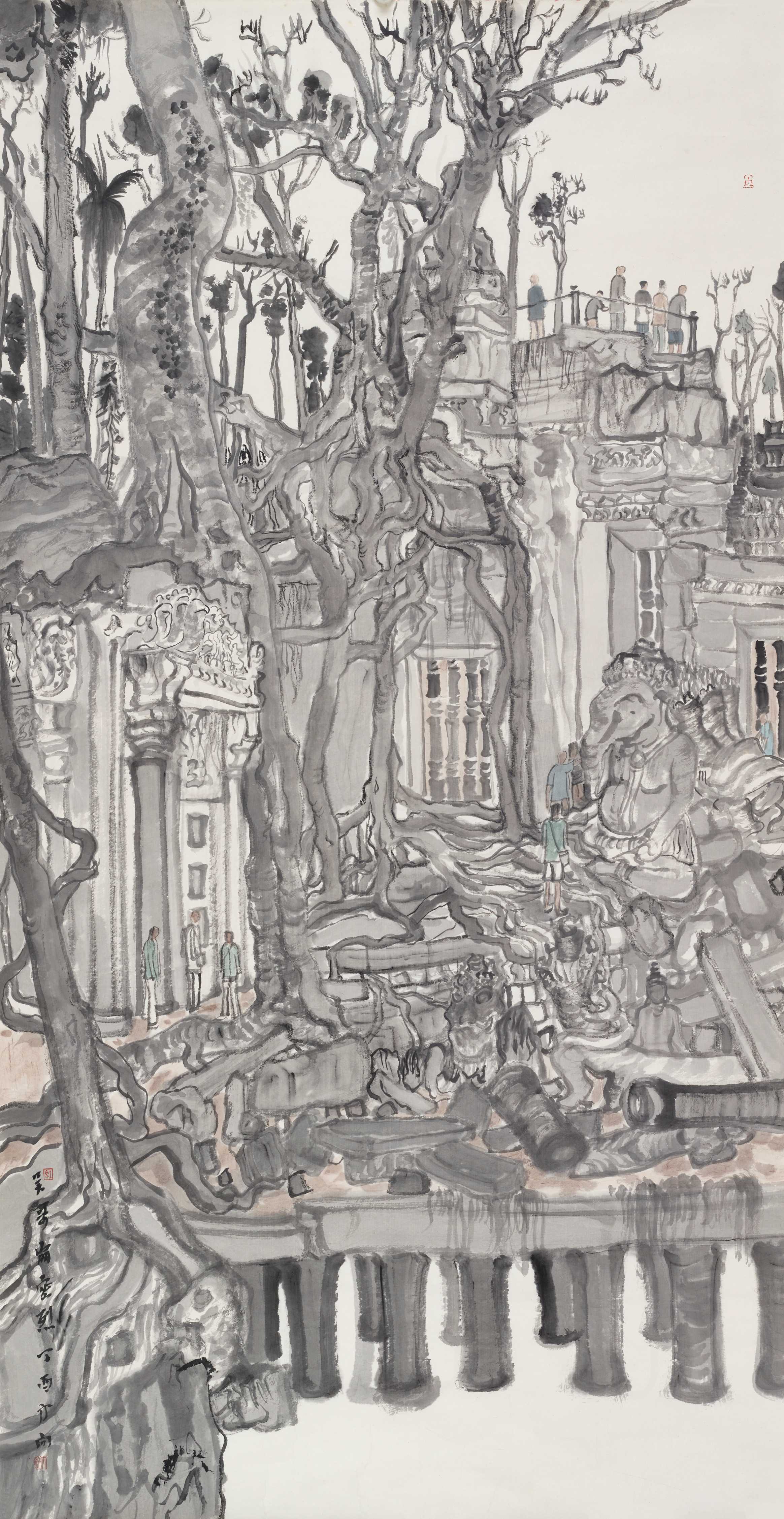 14.方向  崩必裂  纸本设色  134cm×70cm  2019年  14. Fang Xiang  Beng Mealea  Ink and Color on Paper  134cm×70cm  2019 