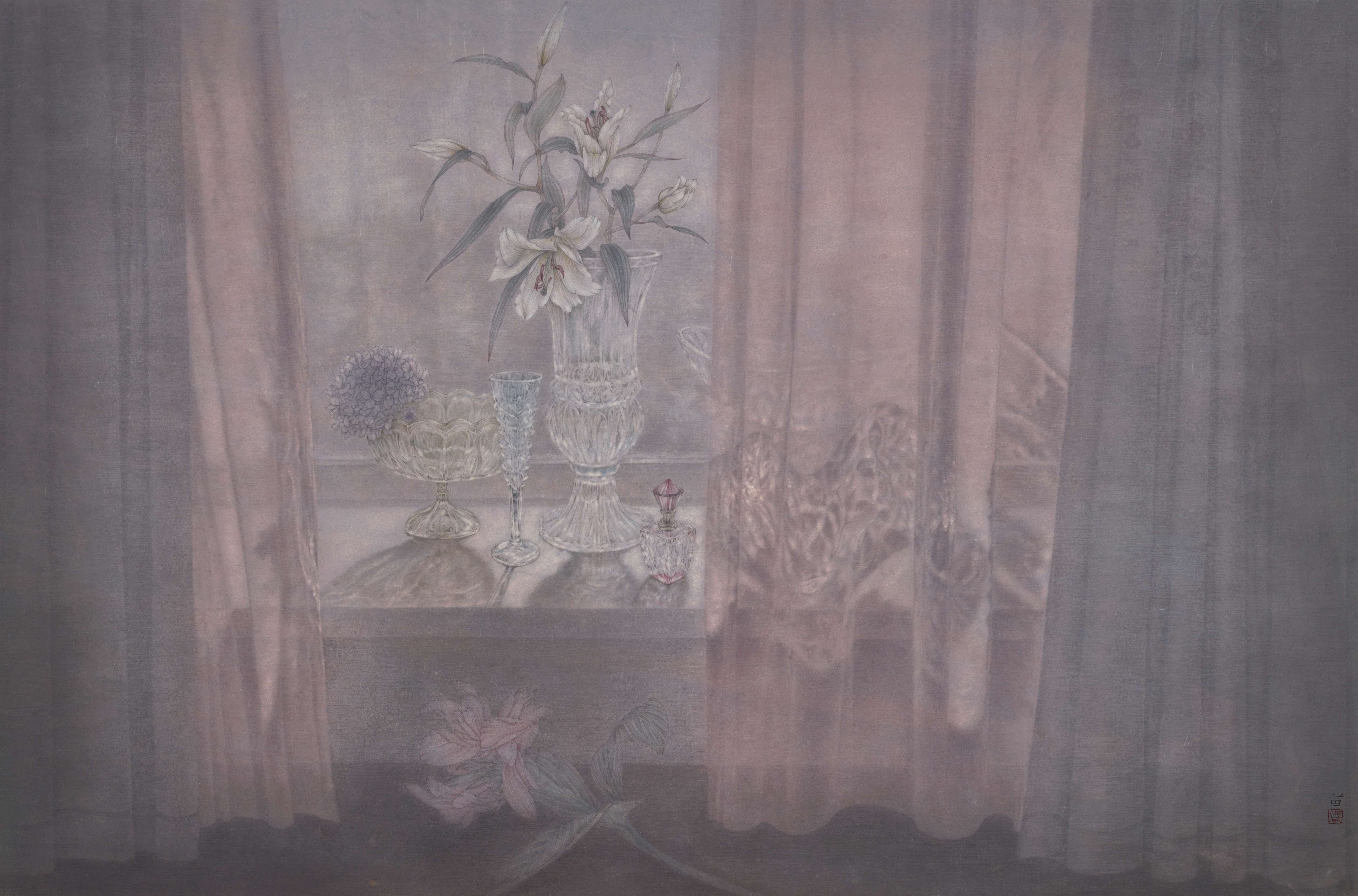 46.雷苗  轻纱8  纸本设色  171cm×103cm  2024年  46. Lei Miao  Tulle Ⅷ  Ink and Color on Paper  171cm×103cm  2024 
