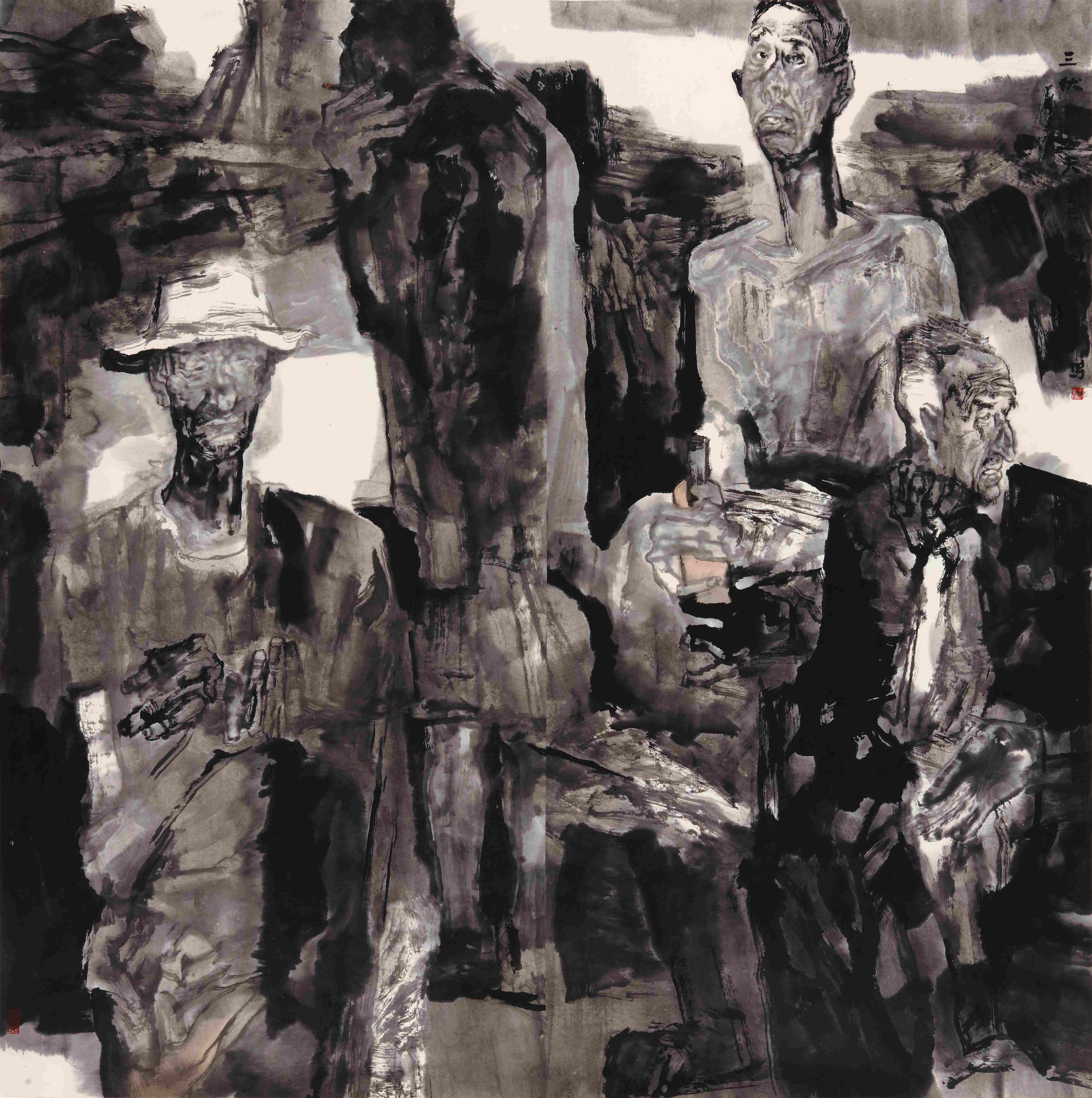 32.陈钰铭  三伏天  纸本水墨  138cm×138cm  2024年  32. Chen Yuming  Dog Days  Ink on Paper  138cm×138cm  2024 