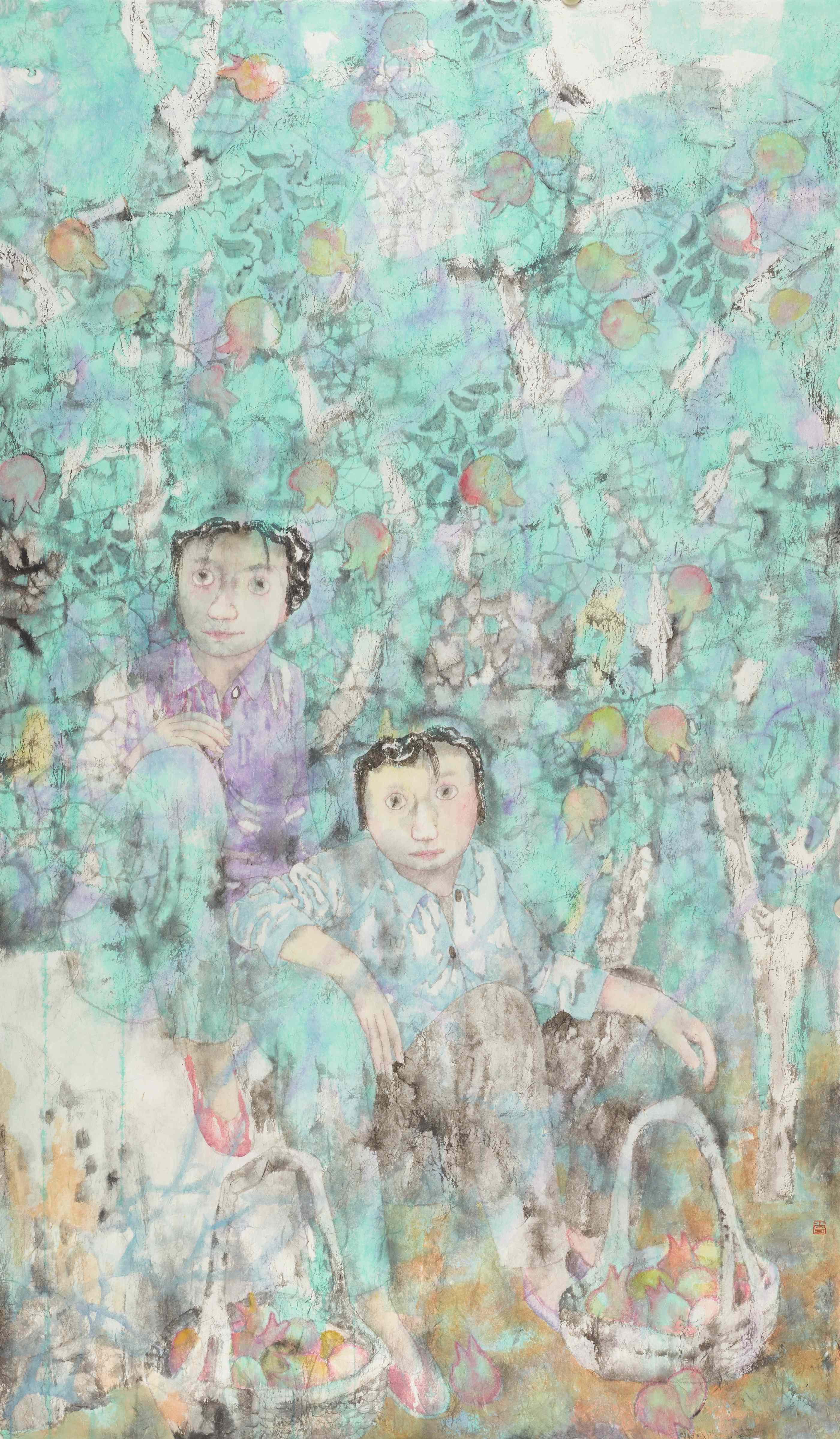 40.尚可  初熟  纸本设色  207cm×121.3cm  2025年  40. Shang Ke  Ripening  Ink and Color on Paper  207cm×121.3cm  2025 