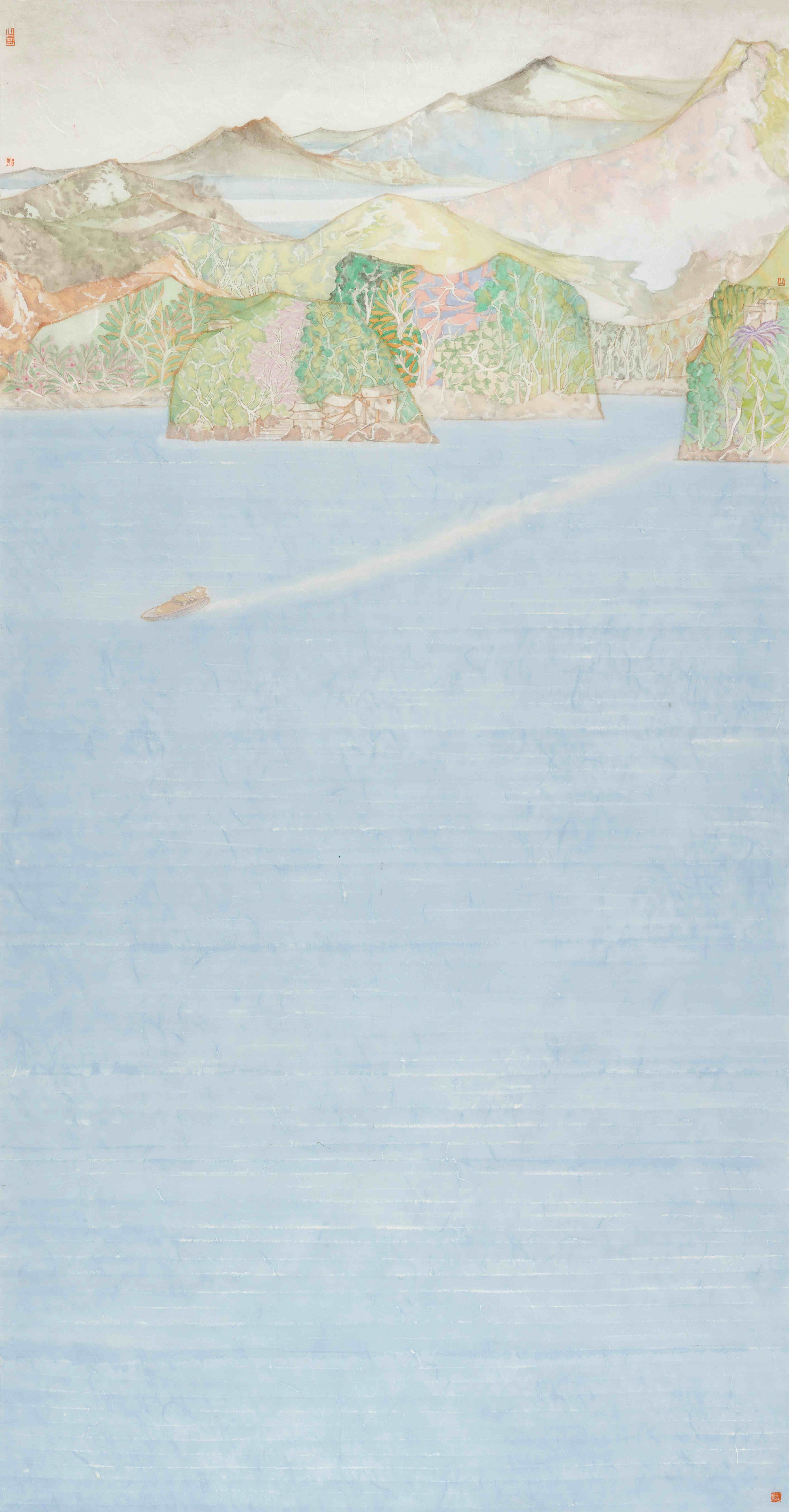 52.任赛  山水  纸本设色  180.7cm×93.7cm  2025年  52. Ren Sai  Mountains and Waters  Ink and Color on Paper  180.7cm×93.7cm  2025