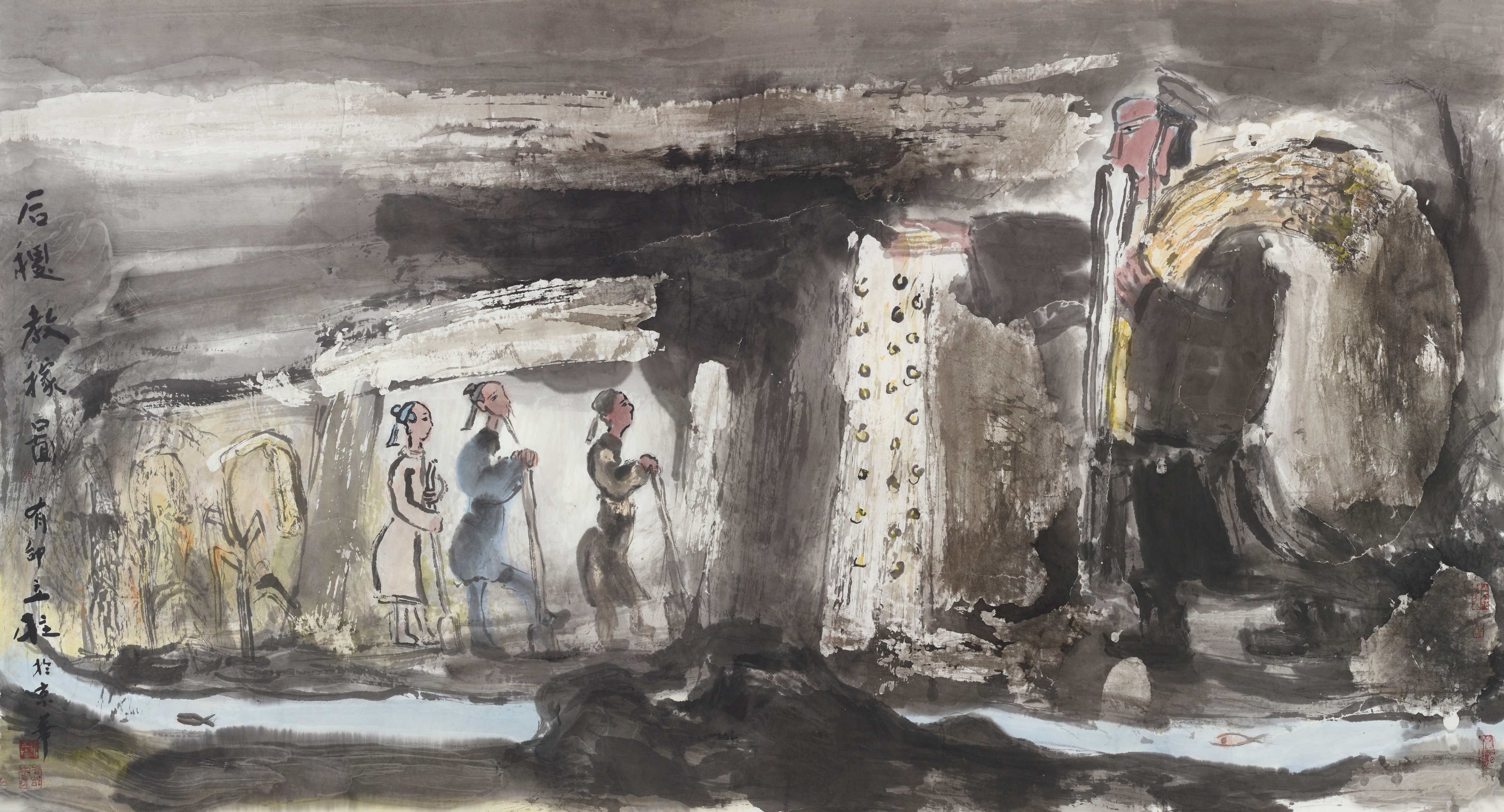 22.张立柱  后稷教稼图  纸本设色  96.5cm×180cm  2025年  22. Zhang Lizhu  Hou Ji, God of Agriculture  Ink and Color on Paper  96.5cm×180cm  2025