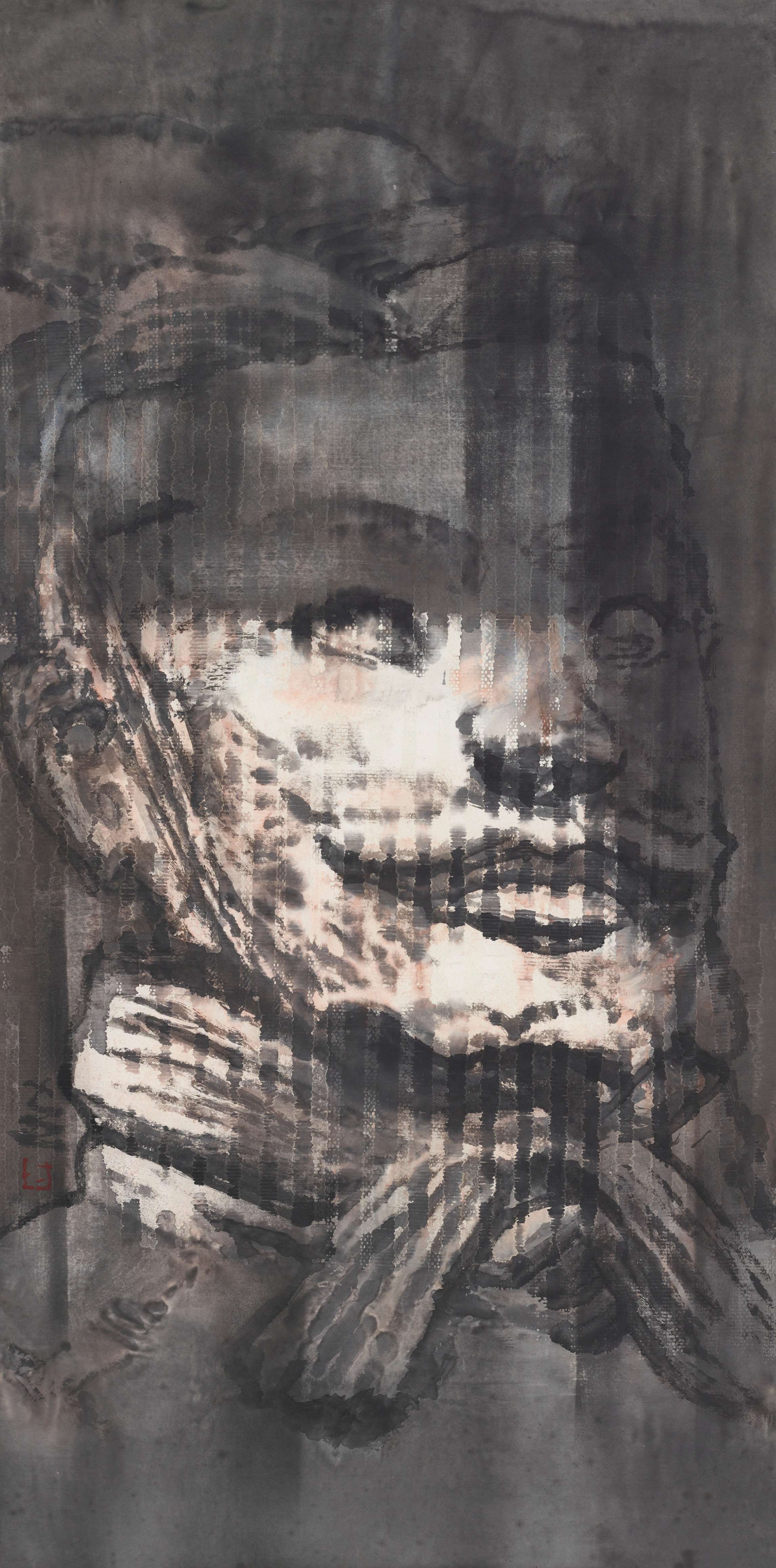 39.方土  亘古·之一  纸本设色  138.5cm×69cm  2020年  39. Fang Tu  Timeless Ⅰ  Ink and Color on Paper  138.5cm×69cm  2020 