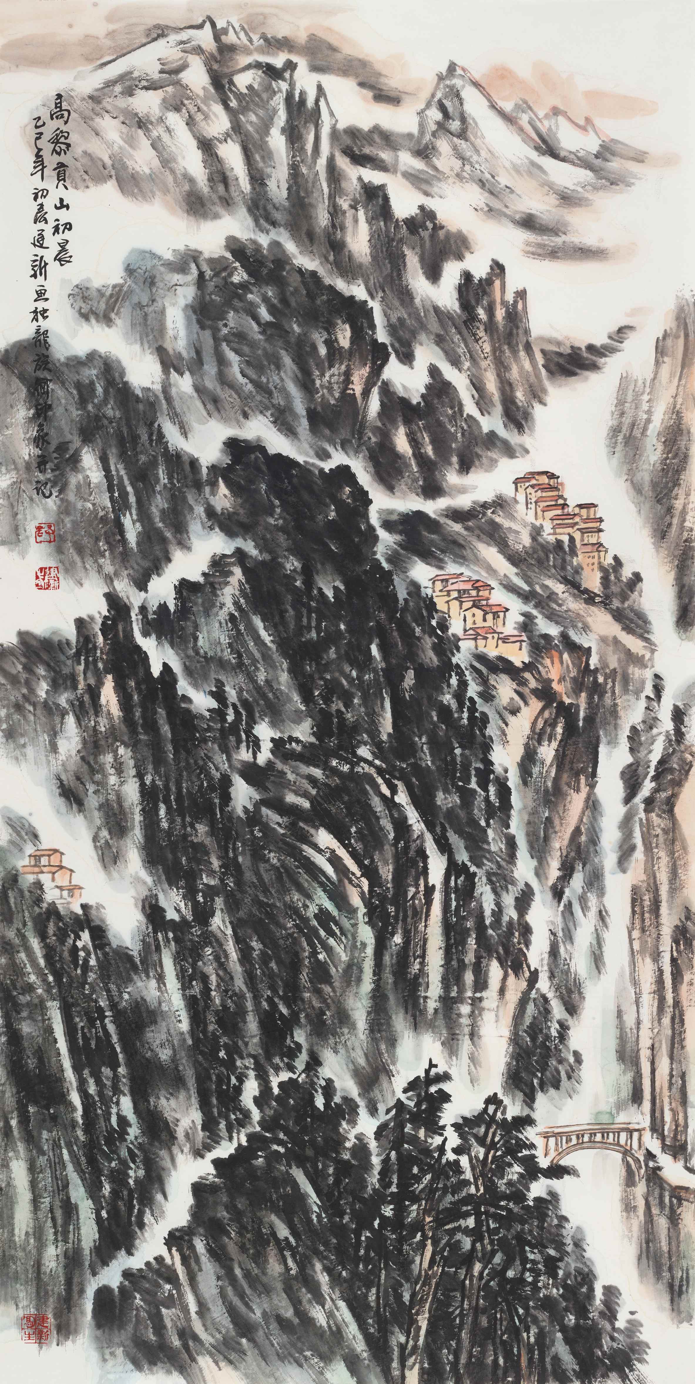 27.舒建新  高黎贡山初晨  138cm×69cm  2025年  27. Shu Jianxin  Early Morning in the Gaoligong Mountain  138cm×69cm  2025