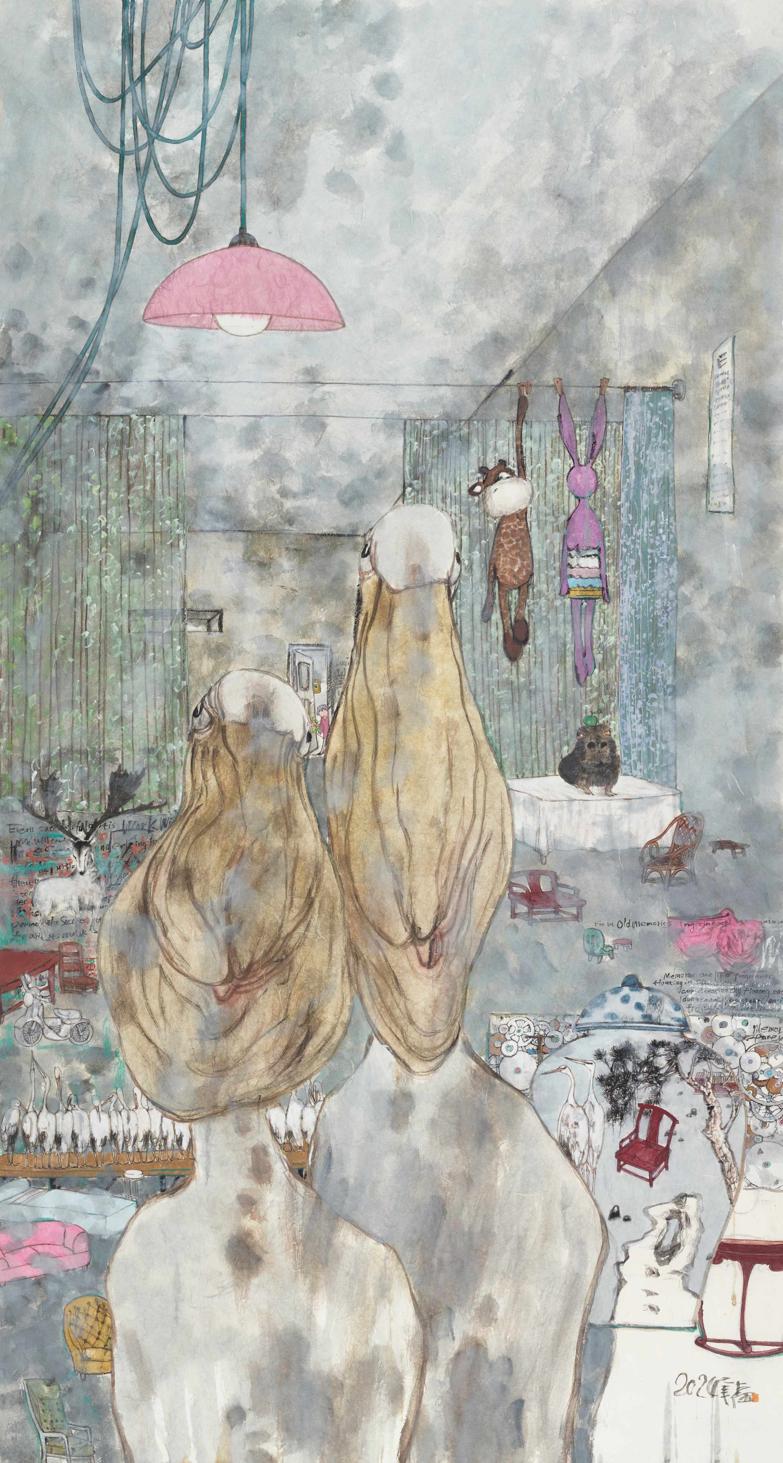41.姚大伍  记忆的叙述  纸本设色  180.5cm×96.5cm  2024年  41. Yao Dawu  Narratives of the Memory  Ink and Color on Paper  180.5cm×96.5cm  2024