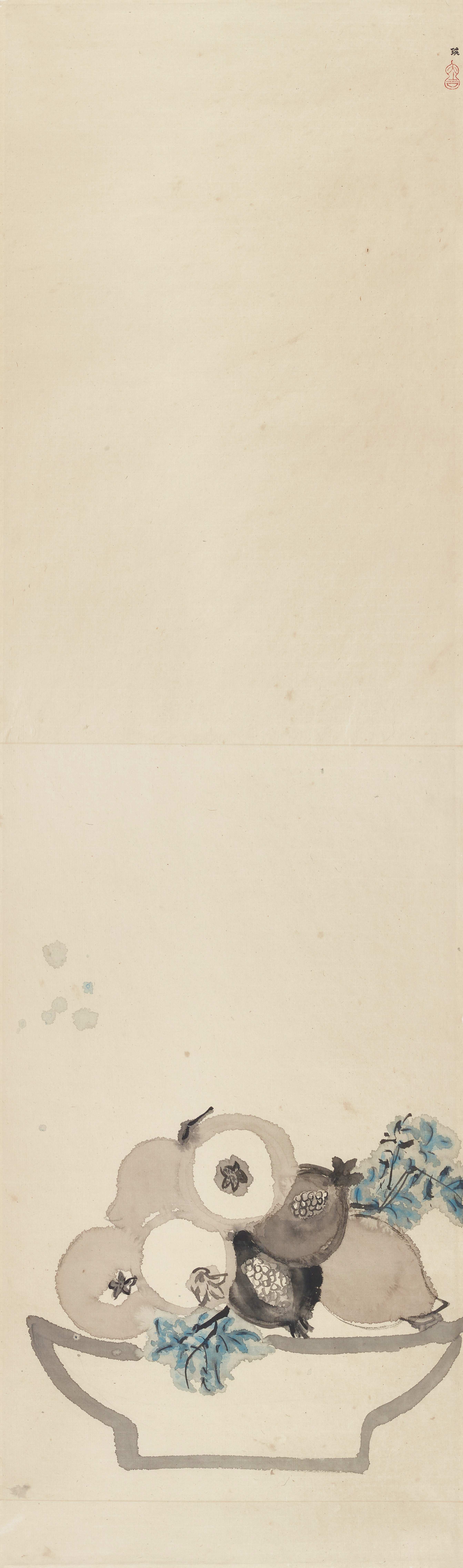 51.王瑛  石榴  纸本设色  153cm×45cm  2024年  51. Wang Ying  Pomegranates  Ink and Color on Paper  153cm×45cm  2024 