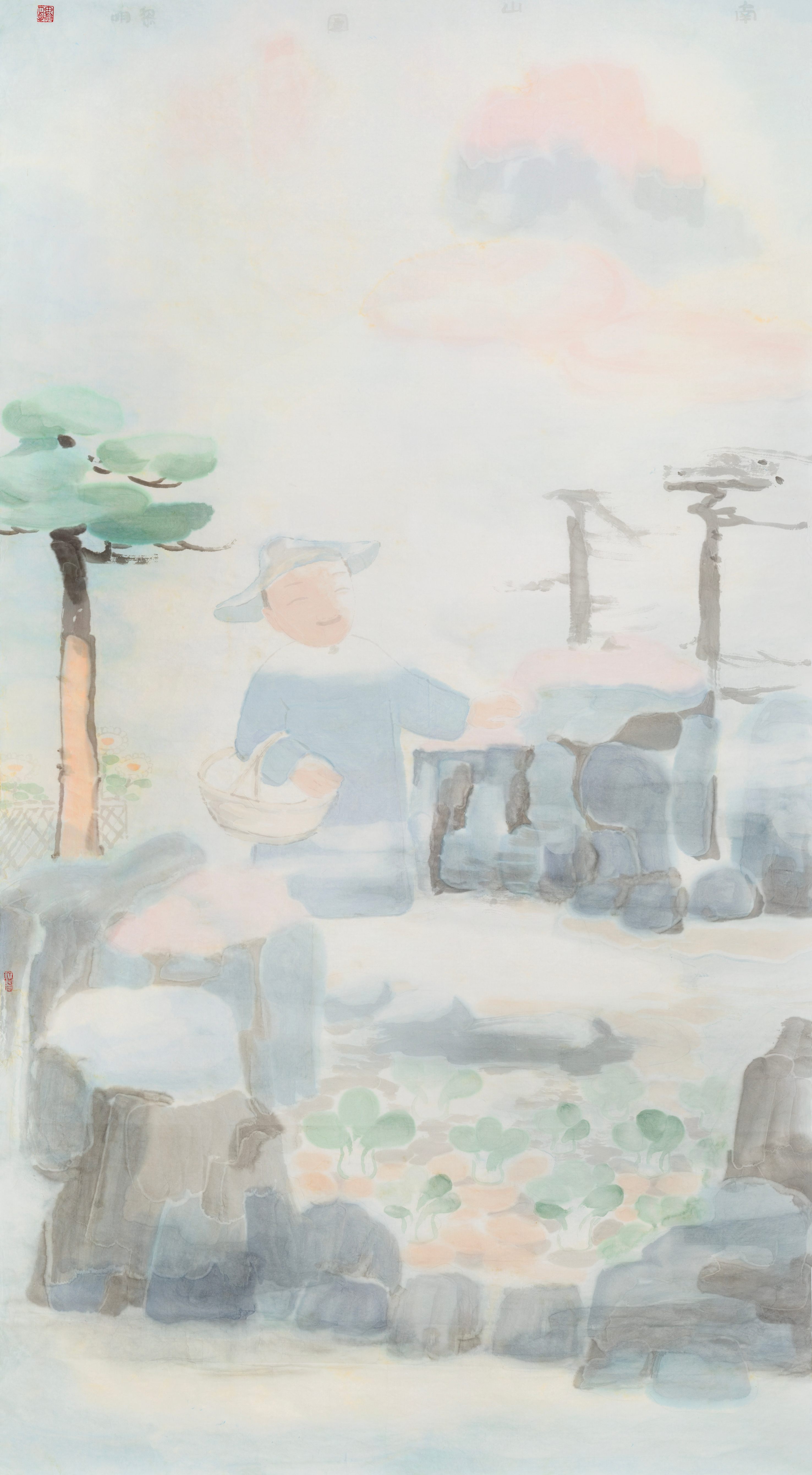 5.田黎明  南山图  纸本设色  180cm×97cm  2024年  5. Tian Liming  Southern Hill  Ink and Color on Paper  180cm×97cm  2024