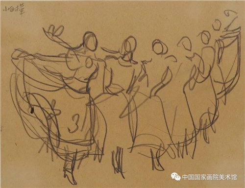 《苏联小白桦歌舞团》  1955年 纸本、铅笔 17