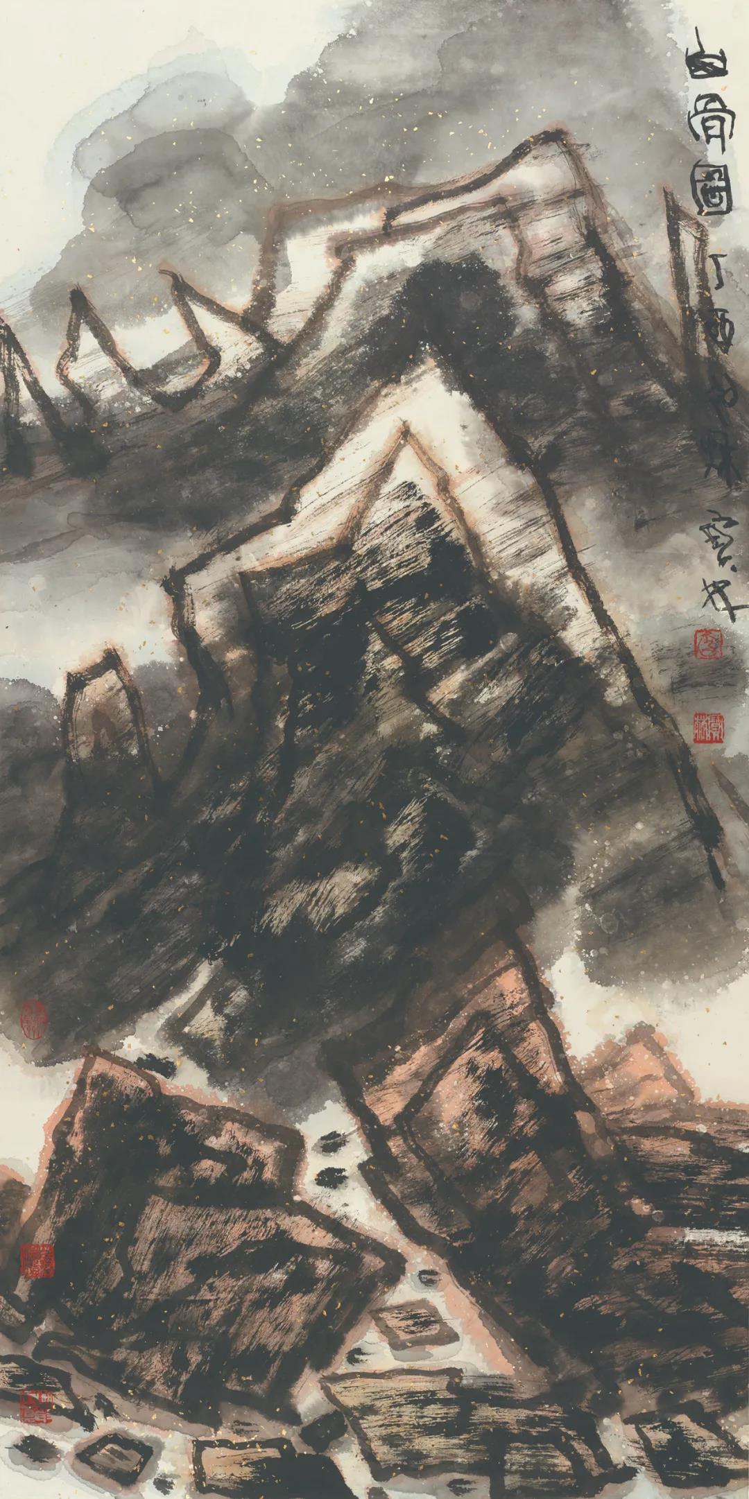 李宝林 山骨图 纸本设色 132cm×66cm 2017年