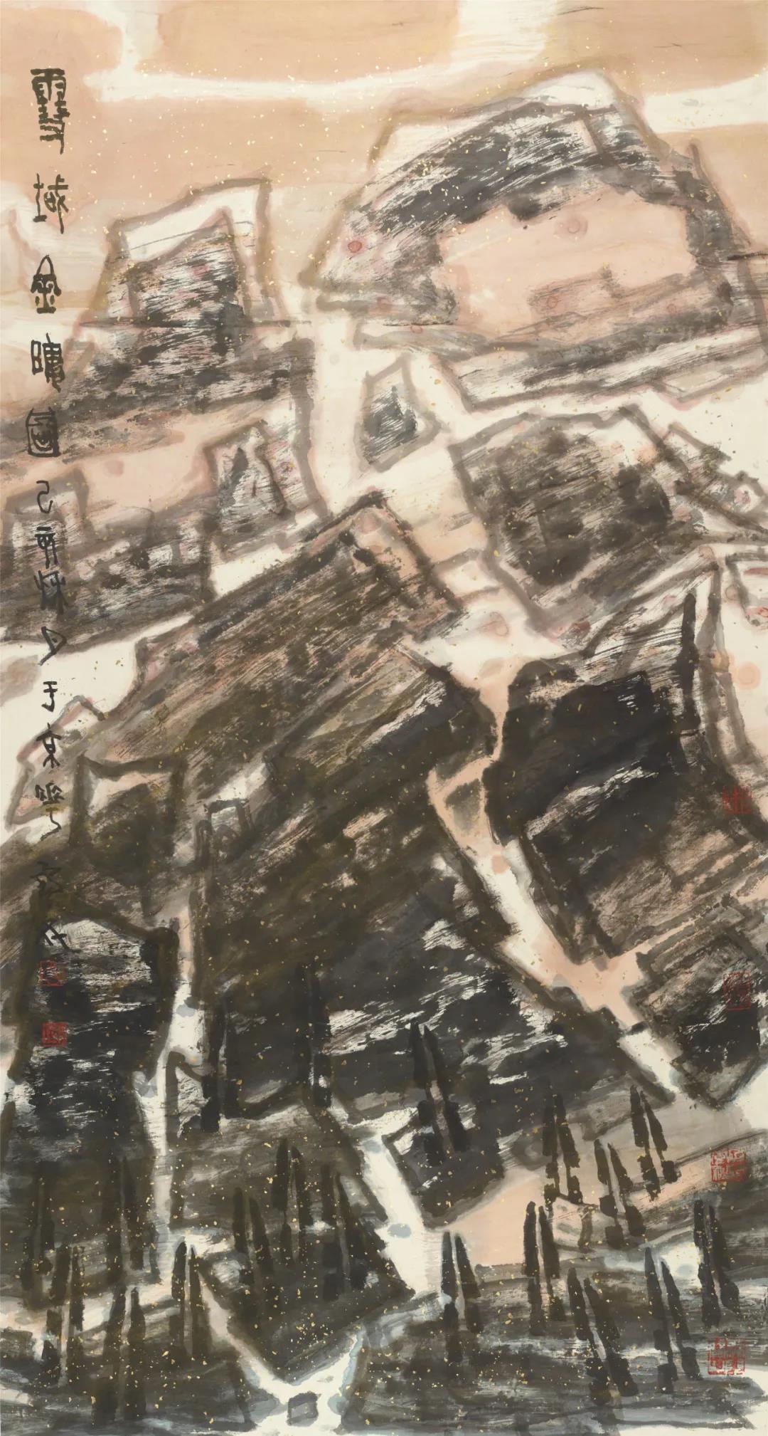 李宝林 雪域金晖图 纸本设色 173.5cm×93cm  2019年