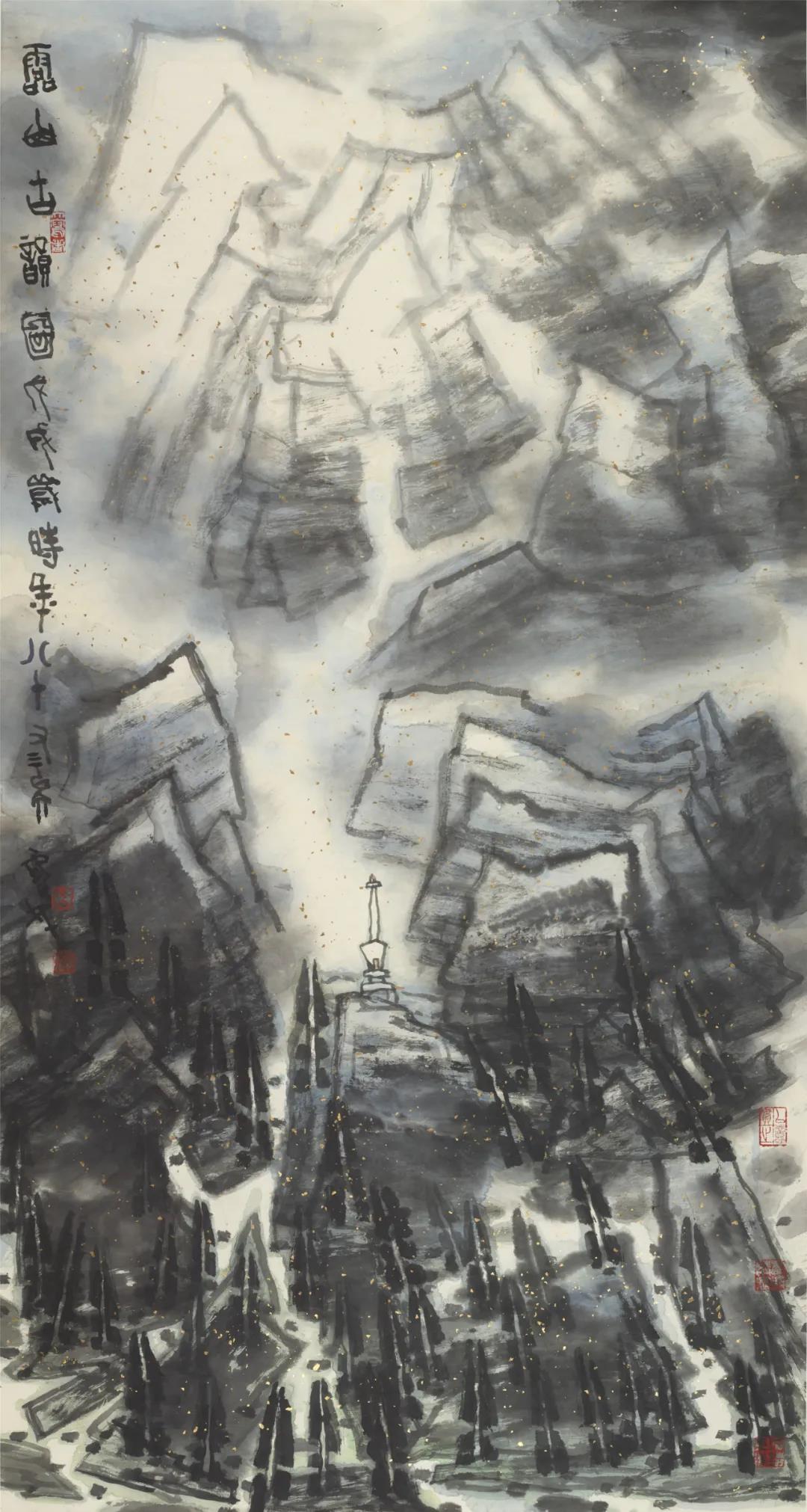 李宝林 灵山古韵图之二 纸本设色 173.5cm×93cm 2018年‍
