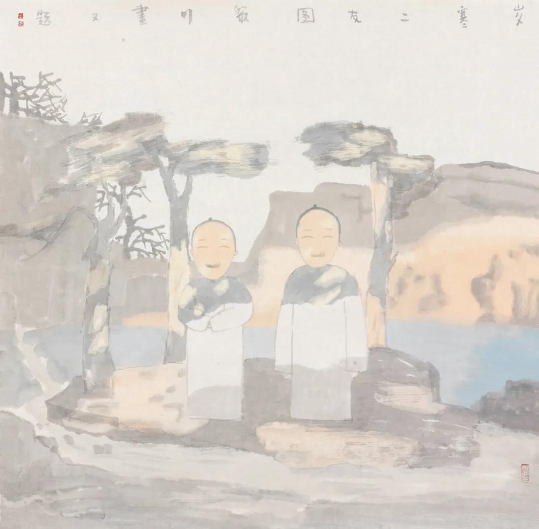 田黎明《岁寒二友图》68cm×68cm