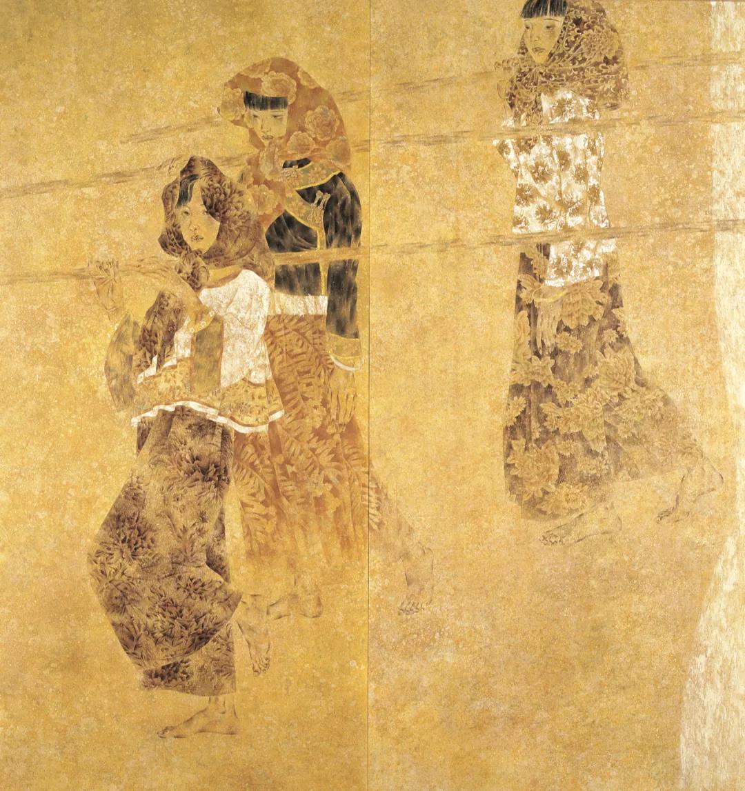 金沙滩 纸本重彩 150×170cm 1998年 (中国美术馆收藏)(第三届工笔画大展铜奖)