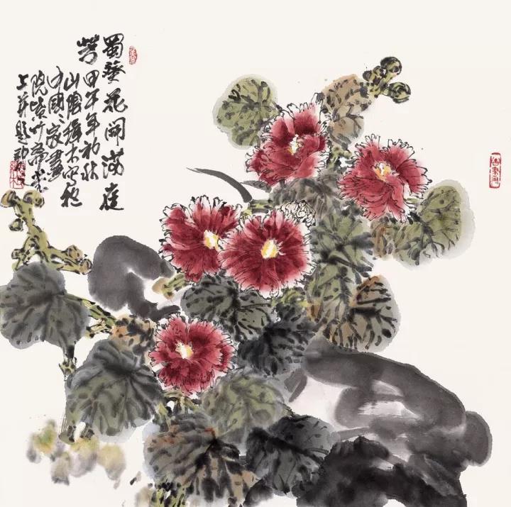 蜀葵花开满庭芳 68×68cm 2014年