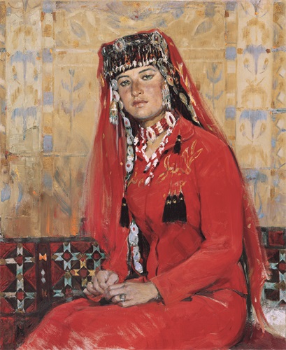 盛装的塔吉克姑娘阿依古丽 全山石  102 cm×84 cm 布面油画 2007年