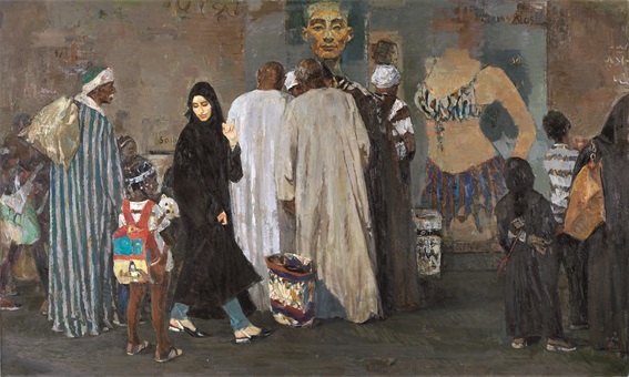 曹明 《埃及印象·文明的变迁》 布面油画 180 cm×350 cm 2017年